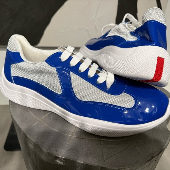 Prada Other - Prada Men’s Patent Blue and White Sneakers